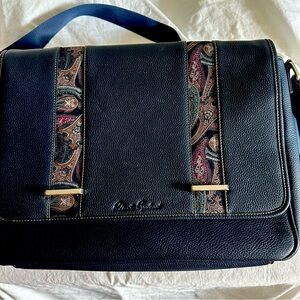 NWOT Robert Graham messenger bag blue leather with paisley accents
